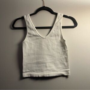 White Ribbed Tank Top